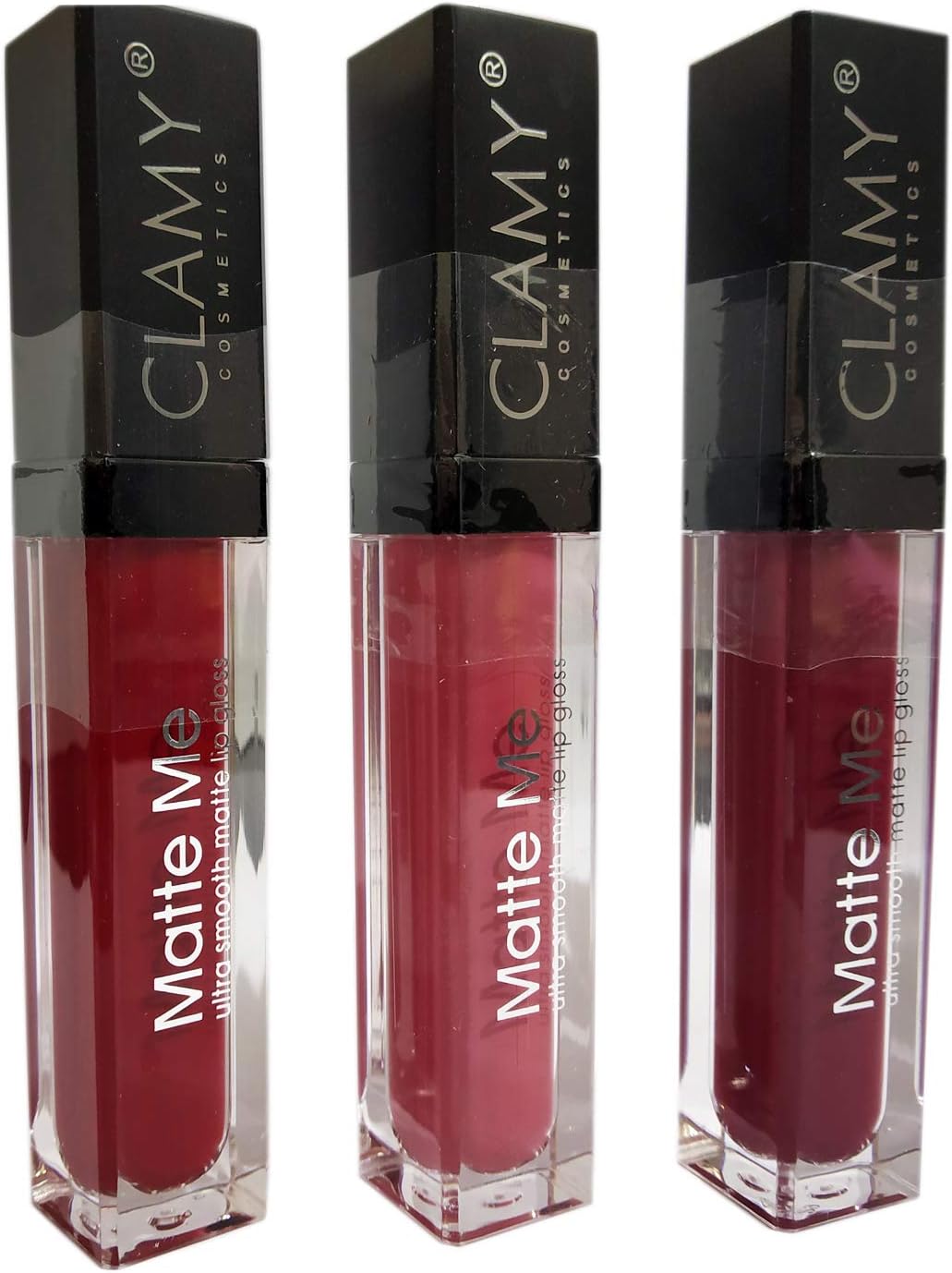 Clamy Matte Me Ultra Smooth Lip Gloss Lipcream (Set of 3) - Pink, Red, Nude Pink