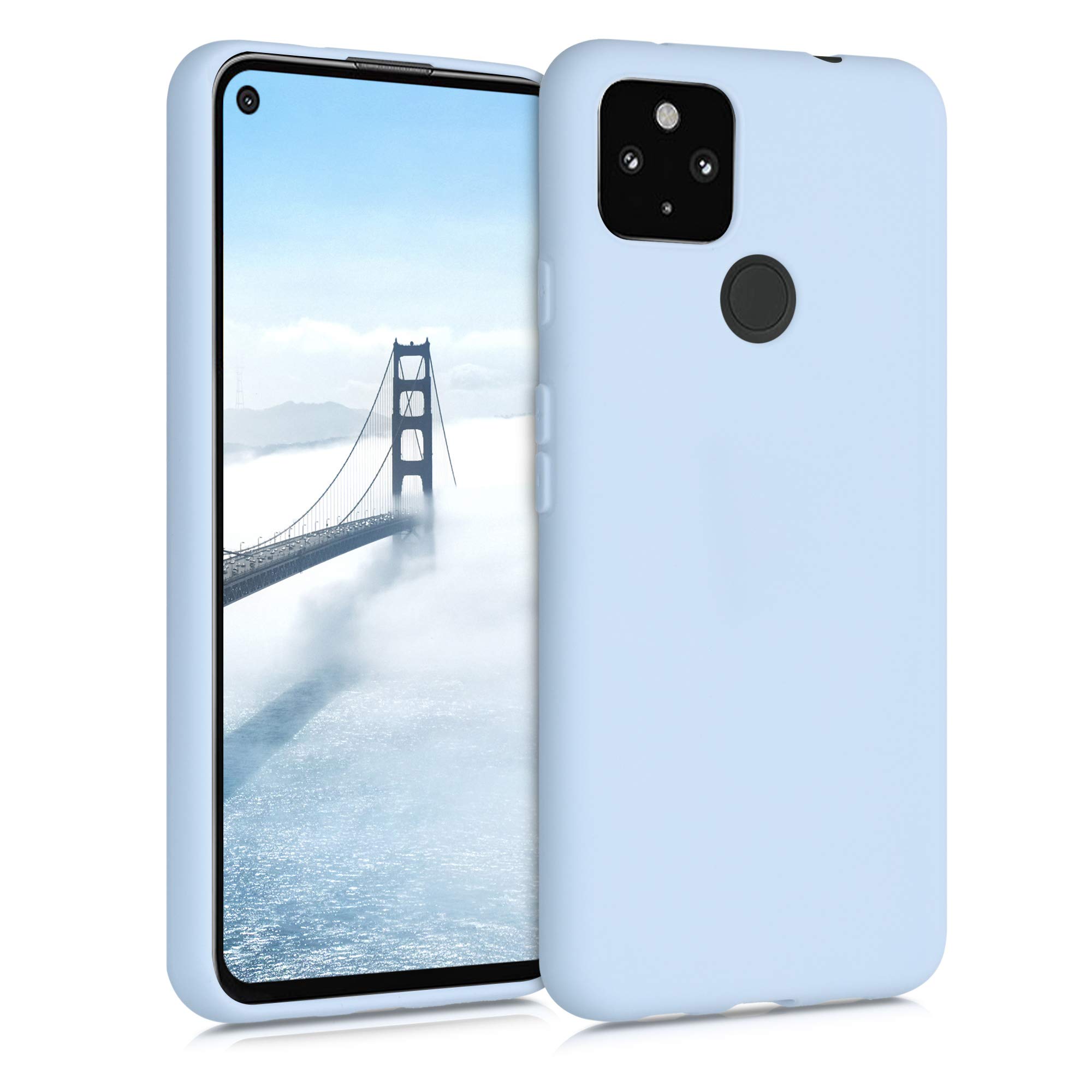 kwmobile Case for Google Pixel 4a 5G Case - Soft Cover - Shockproof TPU Material - Wireless Charging - Light Blue Matte