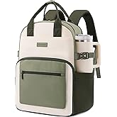 LOVEVOOK Laptop Backpack for Women - Stylish Work Backpack with Large Cup Holder, Waterproof College Teacher Backpack, Green, 15.6Inch