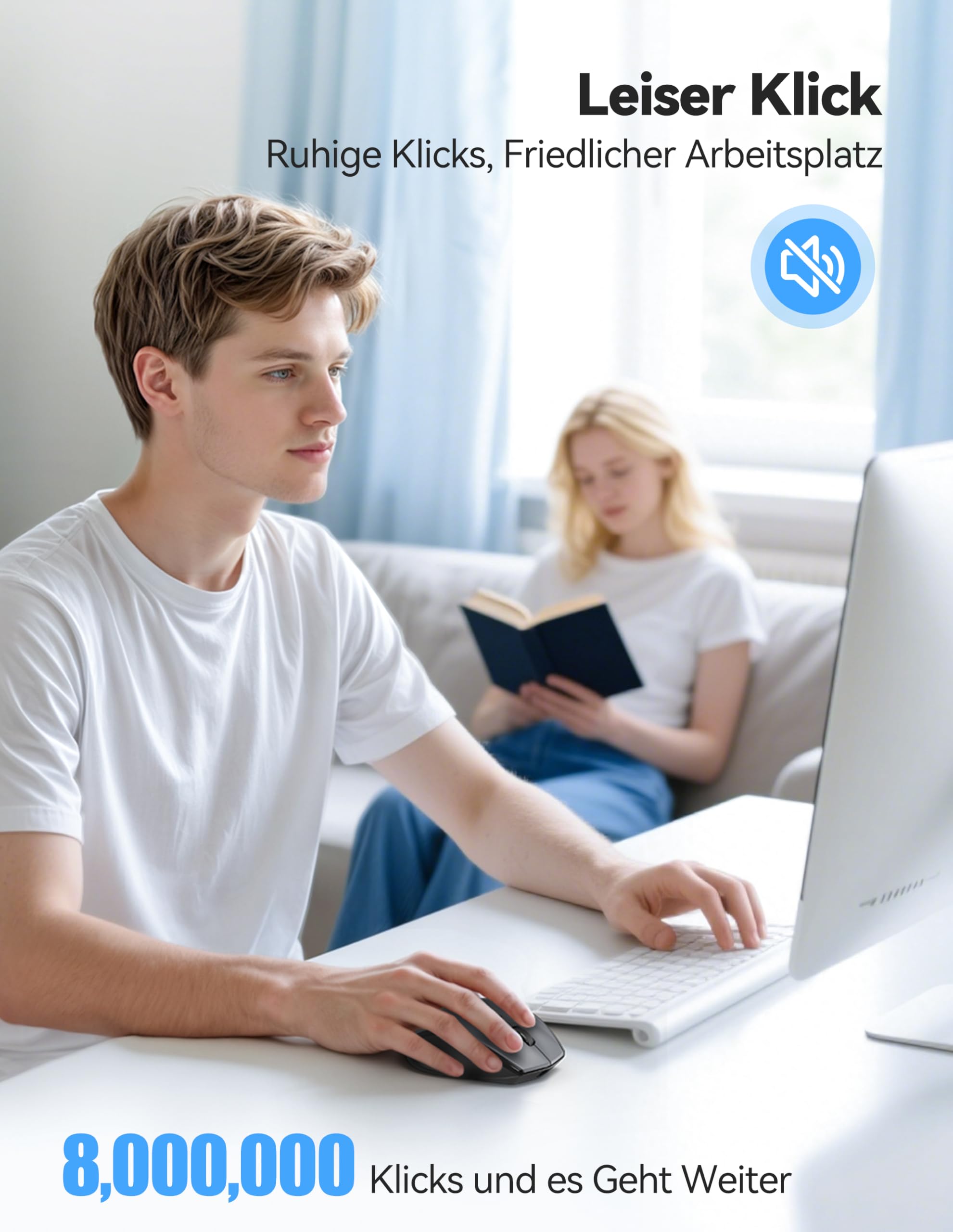 TECKNET PRO Kabellose Maus Wiederaufladbar, Silent Funkmaus 6400 DPI, 2,4 GHz Computermaus, Ergonomische Griffe, 6 Tasten, Tragbar Maus für PC, Laptop,Chromebook, Mac-Grau 5