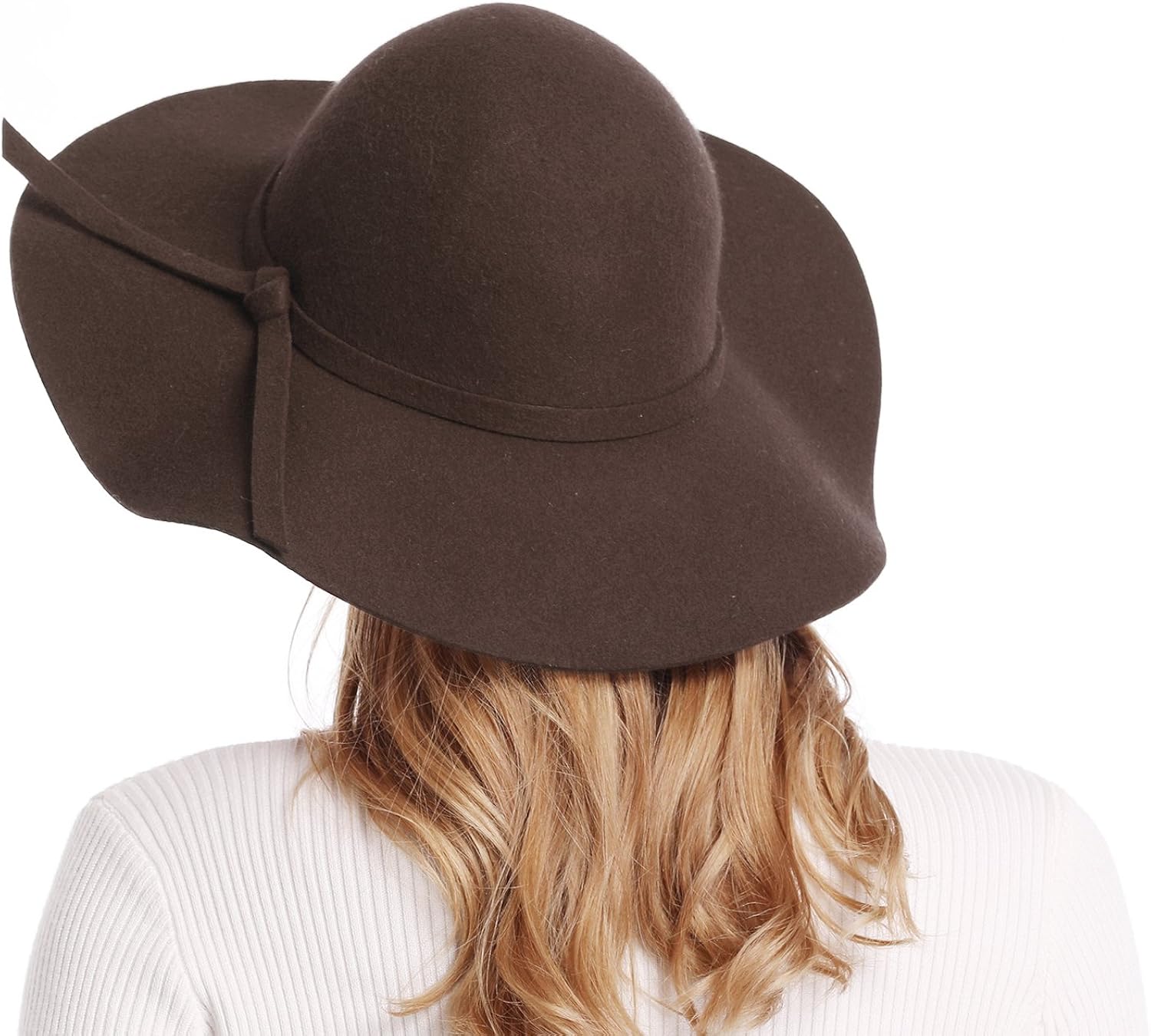 Bienvenu Women's Elegant Solid Color Woolen Floppy Hat Coffee at  Women’s Clothing store