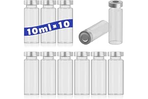 OTWOOI 10ml Glass Vials for Injection, with Self Healing Injection Port, Transparent Sealed, Empty Vials for Injection(10pcs, 10ml)