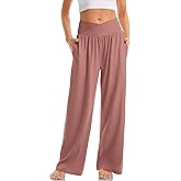 TARSE Women's Wide Leg Casual Loose Pants Yoga Sweatpants Comfy Crossover High Waisted Lounge Pajama Flowy Pants with Pockets