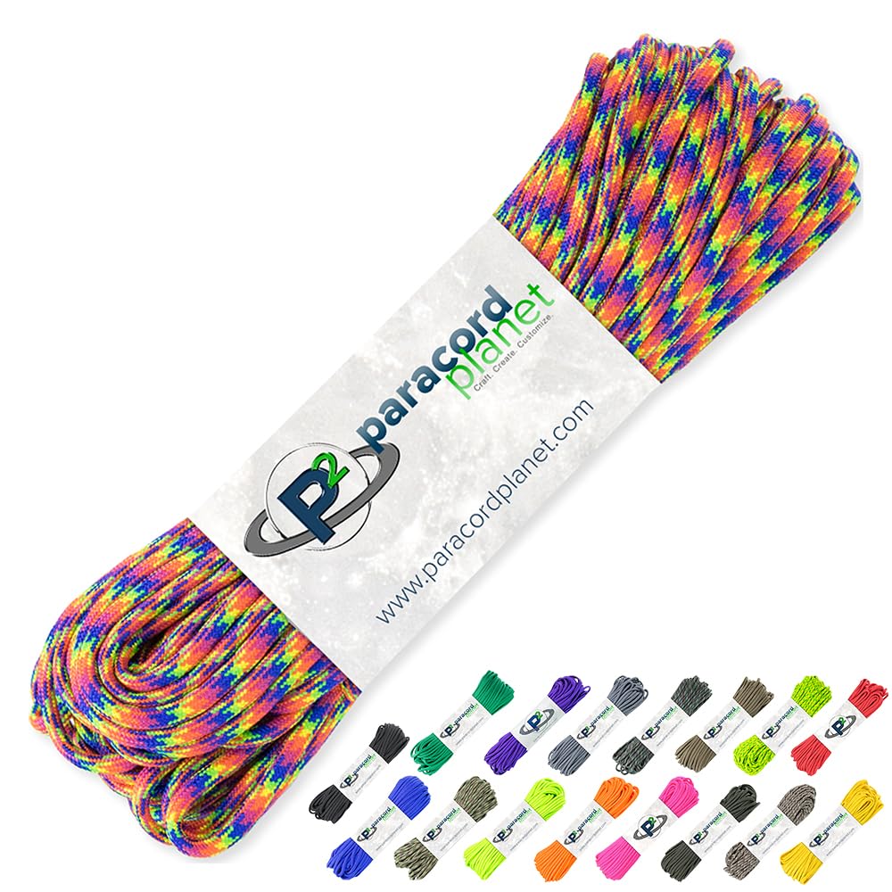 PARACORD PLANET 100' Hanks Parachute 550 Cord Type Iii 7 Strand Paracord Kaleidescope