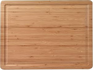 ZESPROKA Extra Large Bamboo Cutting Board (16 x 12 Inches) with Juice Grooves &ndash;Bamboo Chopping Board for Meat, Vegetables, Fruit&Cheese &ndash; Non Slip & Non Stick Design- Butcher Block for Kitchen