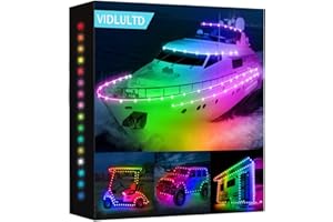 VIDLULTD Battery Powered Golf Cart String Lights, 32.8FT RGB Dream Color Chasing IP68 Waterproof Golf Cart Parade Lights, Boat String Interior Light for Kayak, SUP, Pontoon, Truck, RV, Pool