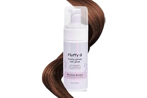 Fluffy G Hair Gloss by Hally Hair, (Brown) - 3.4 fl oz Hair Color Glaze for Brown, Black & Color-Treated Hair - High Shine Shiny Hair Products for Vibrant, Fluffy & Fuller-Looking Hair
