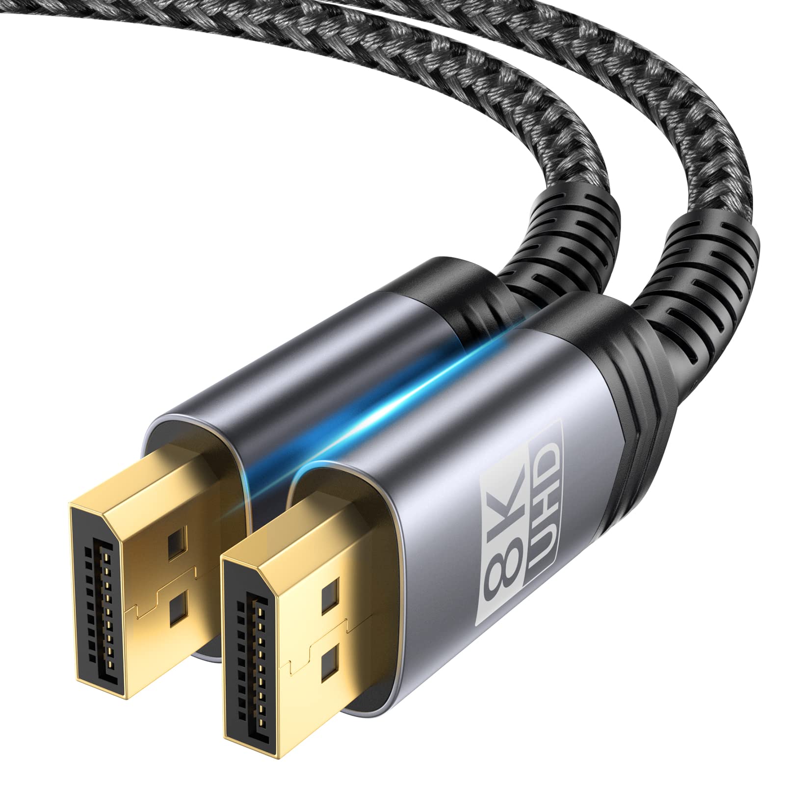 Photo 1 of JSAUX 8K Displayport Cable 1.4, DP to DP Cable 10ft(8K@60Hz, 2K@240Hz, 4K@144Hz, 32.4Gbps), Compatible with Gaming Laptop TV PC Computer Monitor-Gray