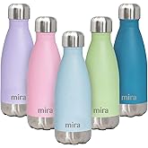 MIRA 12 oz Insulated Water Bottle - Slim Stainless Steel Cola Shape Thermo - Double Wall Hot & Cold Flask (24Hr Cold/12Hr Hot) - Pearl Blue