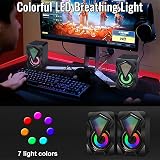 NJSJ Computer Speakers USB Powered 2.0 RGB 3.5mm Aux for Desktop Black view 2