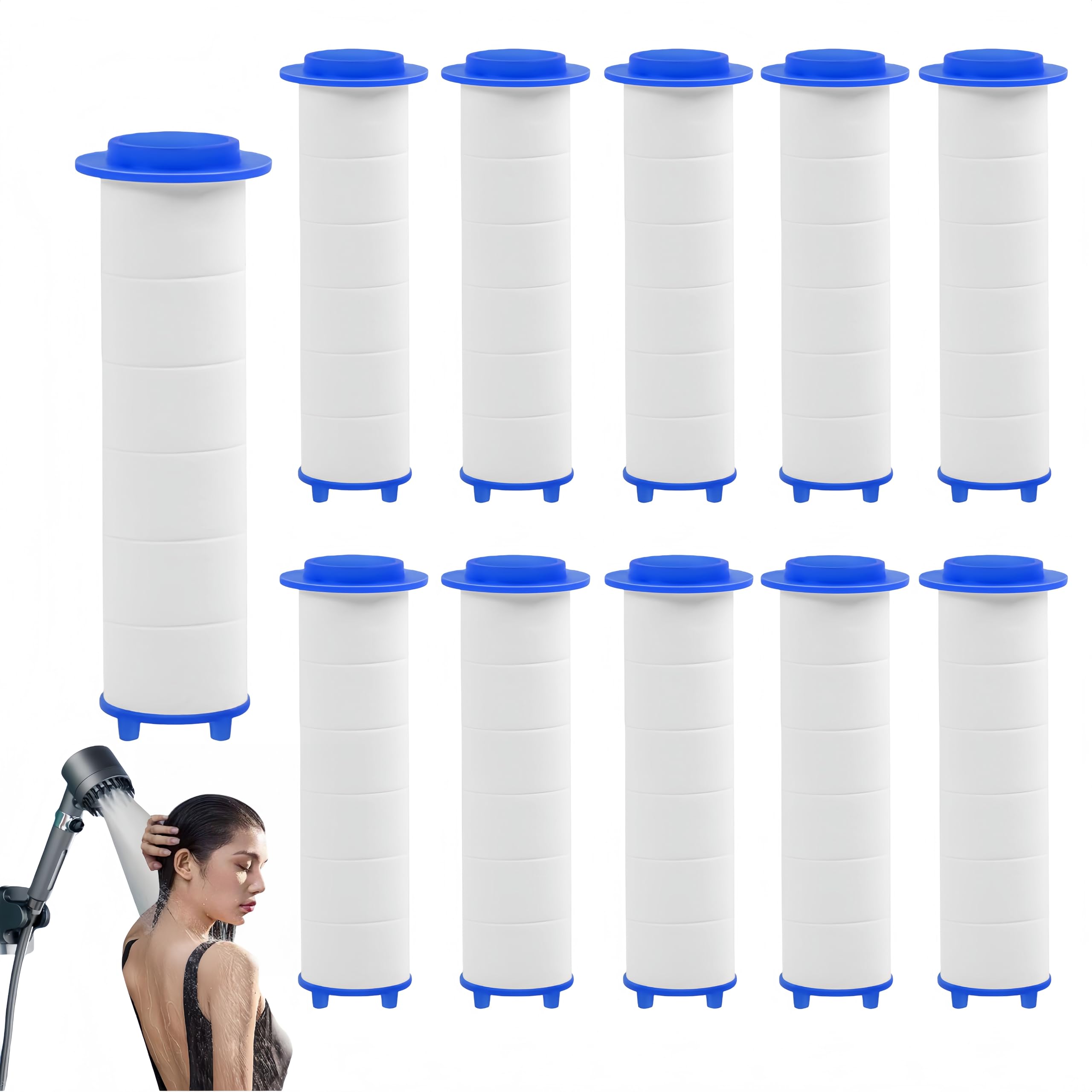Photo 1 of 10Pcs Shower Head Filter Drivese, 2.95 Inch Ion Shower Dropse Head Filter PP Cotton Replacement Cartridge, Water Filter Core Cotton For Handheld Showerheads.
