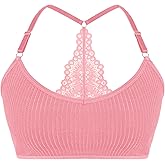 Cotorance Womens Pull-on Bra No Underwire Soft Lace Racerback Bralettes