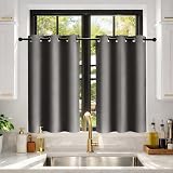 Deconovo Eyelet Blackout Curtains 2 Panels Grey Thermal Insulated 42x84 in view 9