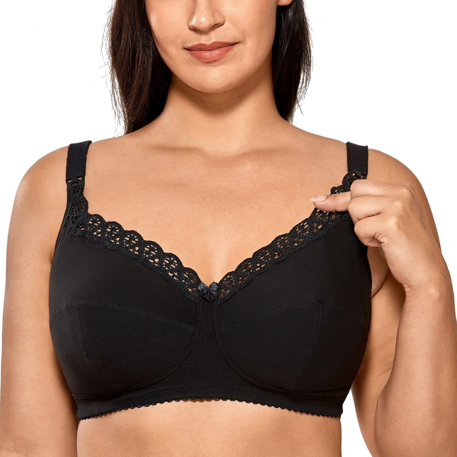 Gratlin Women's Lace Plus Size Cotton Wireless Maternity Nursing Bra for Breastfeeding at  Women’s Clothing store