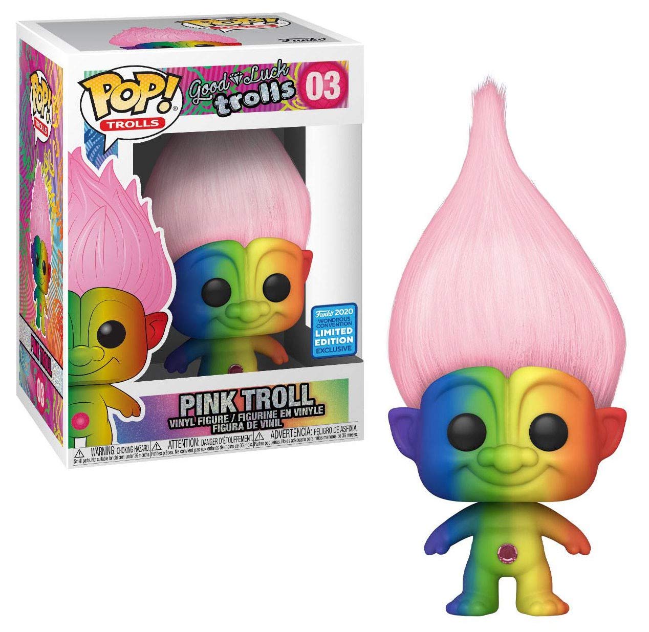Funko Pop! Trolls Good Luck Trolls - Pink Troll Rainbow Body (WonderCon 2020 Limited Edition Exclusive) #03