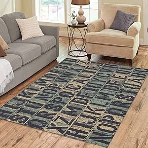Amazon.com: Houlor Area Rug 3' X 5' Letterpress Font ...