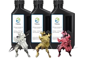 YOUSU LCD 3D Printer Metallic Resin Pack, Standard 3D Metal Printing Resin Photopolymer for 405nm UV Curing Light, High Resolution & Reliable for Most Printer,3 * 1KG，Silver/Gold/Rose Red Color