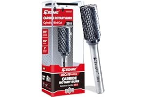 EZARC AlCrN Carbide Rotary Burr Bit (Pro), SB-5 Double Cut Carbide Burr 1/4" Shank Die Grinder Cutting Burrs Bit for Hard Met