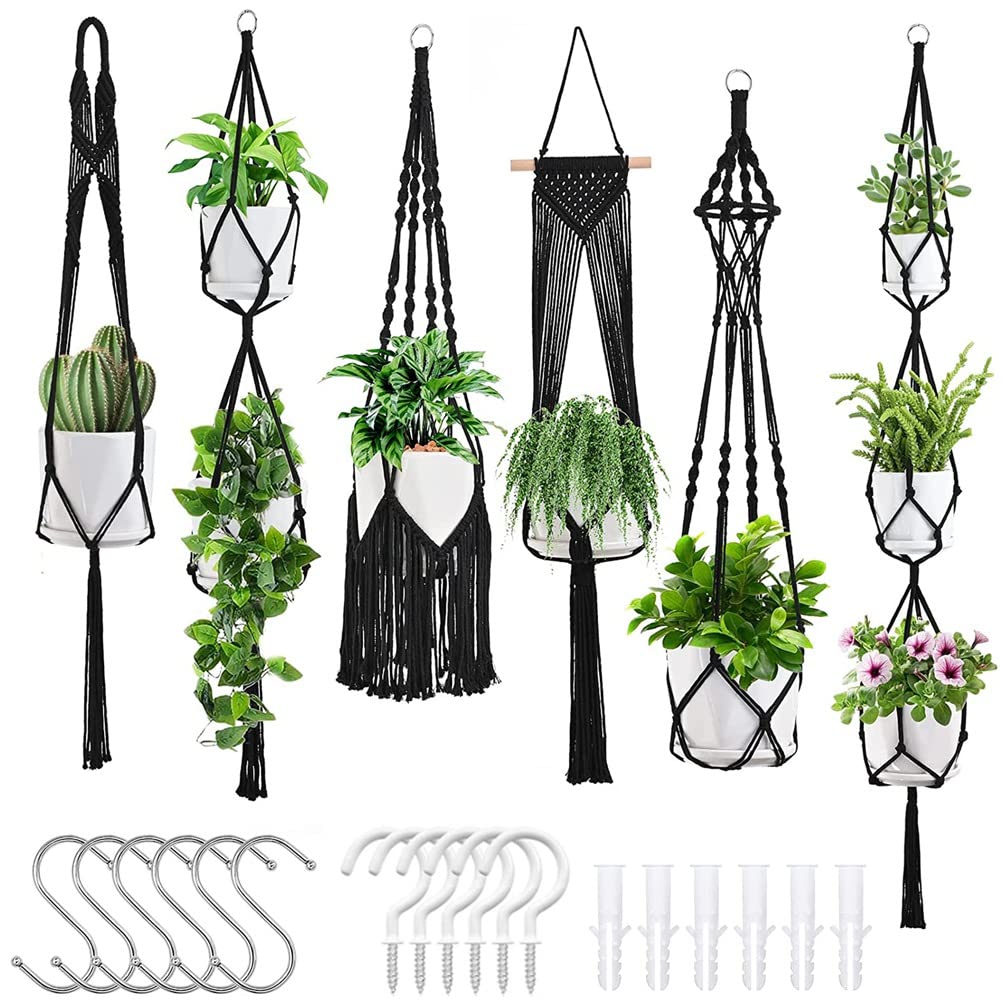 Povxlum Plant Hangers 6Pack Hanging for Indoor Kit Handmade Macromay Plant Hangers Indoor Flower Pots