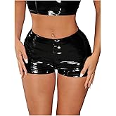 SHENHE Women's Y2K PU Leather Micro Shorts Low Rise Sexy Hot Pants Party Club Festival Outfits