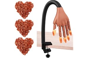 YOKILLY Nail Training Hand for Acrylic Nails, Fake Hand for Nail Practice,Flexible Adjustable Maniquin Hand with 300pcs Nail Refilled Tips for DIY Nail Manicure Supplies Kit