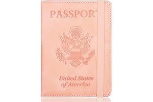 Quatish Passport Holder Women, Travel Must Haves Passport Cover, RFID Travel Wallet Document Holder Waterproof, Leather Passport Book Case, Travel Essentials Pink