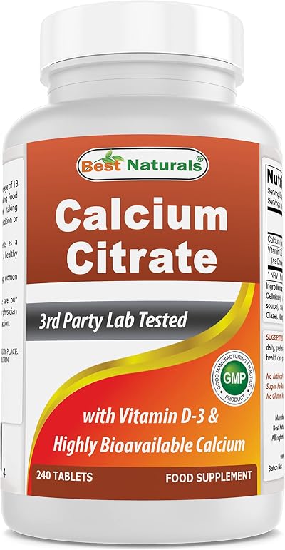 Best Naturals Calcium Citrate with Vitamin D-3 240 Tablets 240 Count
