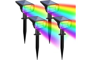 Fabrito Solar Color Changing Lights Outdoor, 9 Color Modes Landscape Spotlights, Dusk to Dawn Solar Powered Spot Lights for Outside, Solar Garden Lights for Yard, Pathway, Tree 4 Pack (Multicolor)