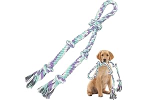 AmaCielo Dog Rope Toys for Large/Medium Aggressive Chewers, Tough Cotton Chew Toy, 3 Feet 5 Knots Indestructible, Tug of War Dog Pull Rope Teeth Cleaning(5 Knots-19.5Inch)