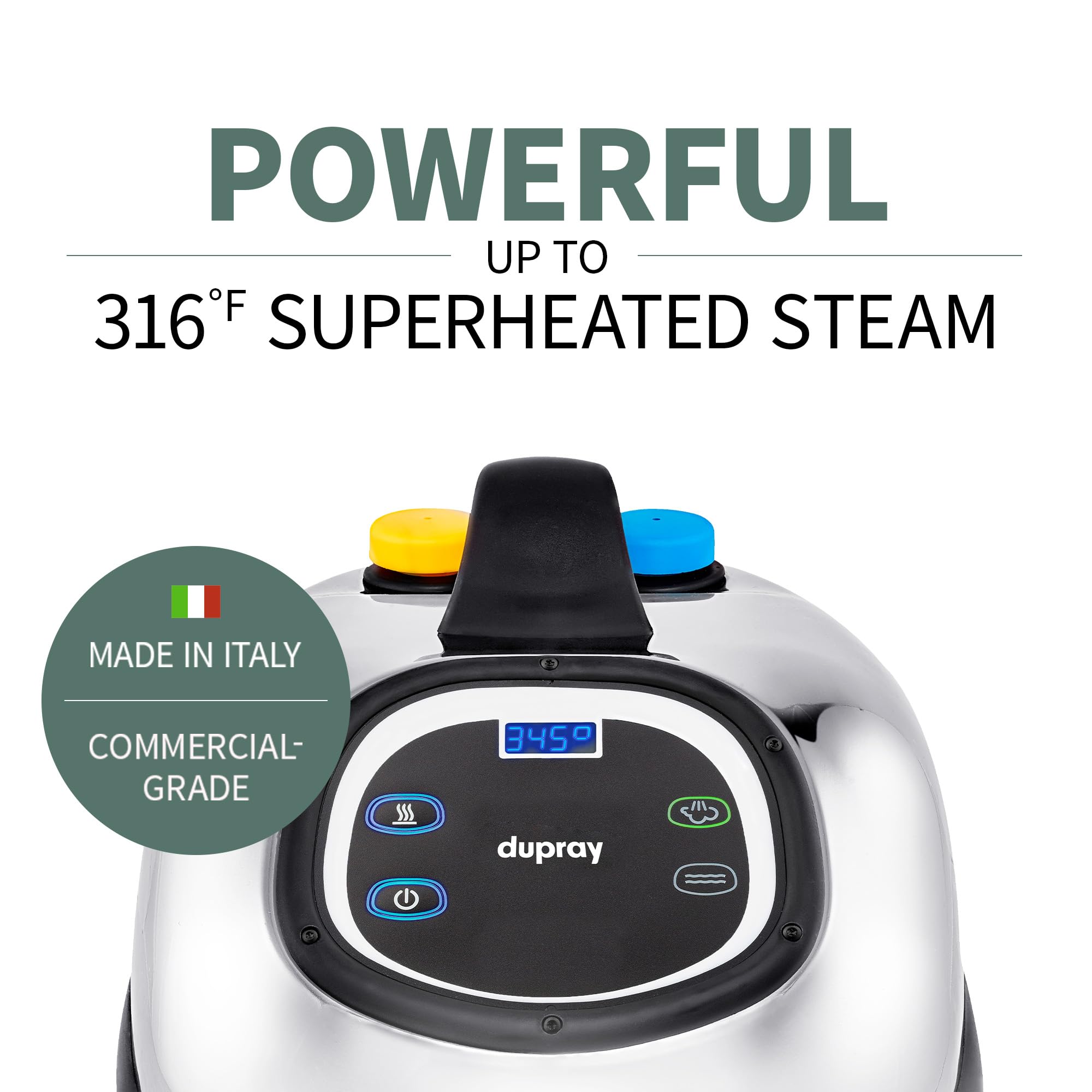 Dupray Tosca Steam Cleaner: A commercial-grade steamer made in Italy, perfect for both professional and home cleaning needs, offering powerful performance and reliability. * Kills 99.9% of Germs