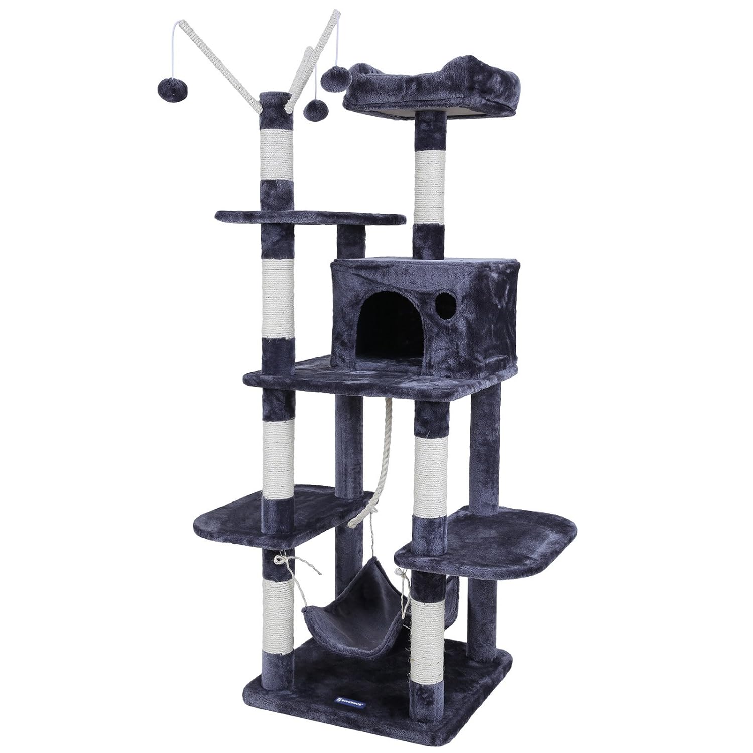 Songmics Árbol para gatos Rascador con nidos hamaca plataformas bolas de juego