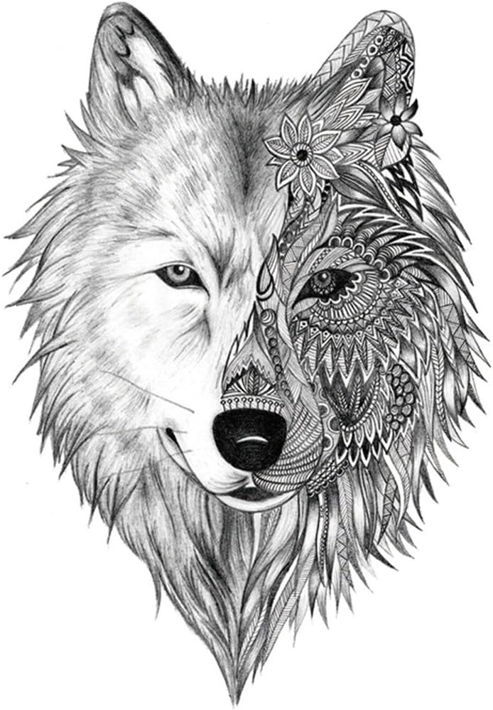 WYUEN 5 PCS New Design Wolf Body Temporary Tattoo Men Fake Tattoo Sticker Women Body Art 9.8X6cm (FA-156)