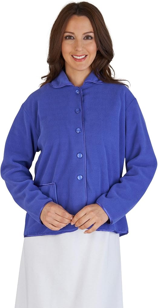 Slenderella Womens Soft Polar Fleece Button Up Bed Jacket Floral