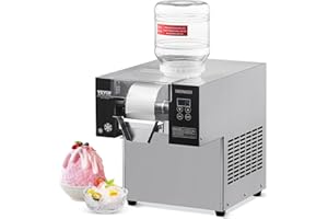 VEVOR Commercial Snowflake Ice Machine, 176.4LBS/24H Snowflake Ice Maker, Stainless Steel Ice Shaver Machine, Electric Snow Cone Maker, Air Cooling System for Rapid Heat Dissipation, for Bakery, Café