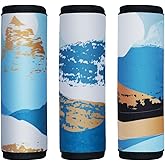 HEYSKAY 3pcs Neoprene Luggage Handle Wrap for Suitcase Identifier Travel Bag Wraps Luggage ID Tags Door Handle Protection Sleeve Cover (Waves Print)