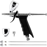 Gaahleri Airbrush Kit, Airbrush Gun Dual Action Gravity Feed Set, 0.38 &amp; 0.5mm Needles, 1/2 &amp; 1/4 OZ Fluid Cup, Multi-Purpose Air Brush Makeup Model Coloring Painting Nail Art Tattoo