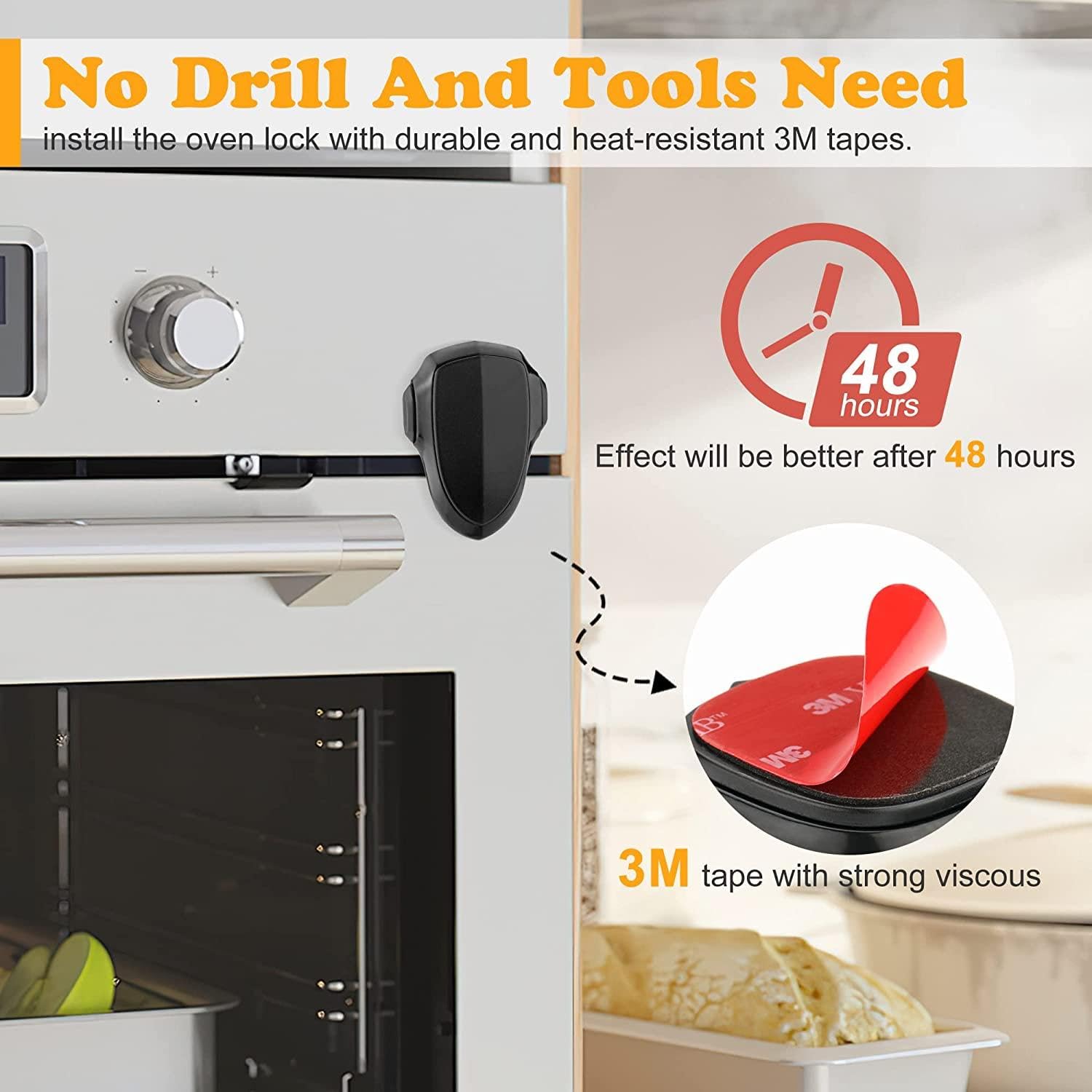 Oven Lock x1pc Child Oven Lock for Oven Doors - Childproofing Kitchen Safety, Heat Resistant Design, Baby Oven Guard - Easy Installaition Baby Proof Oven Lock (Black)