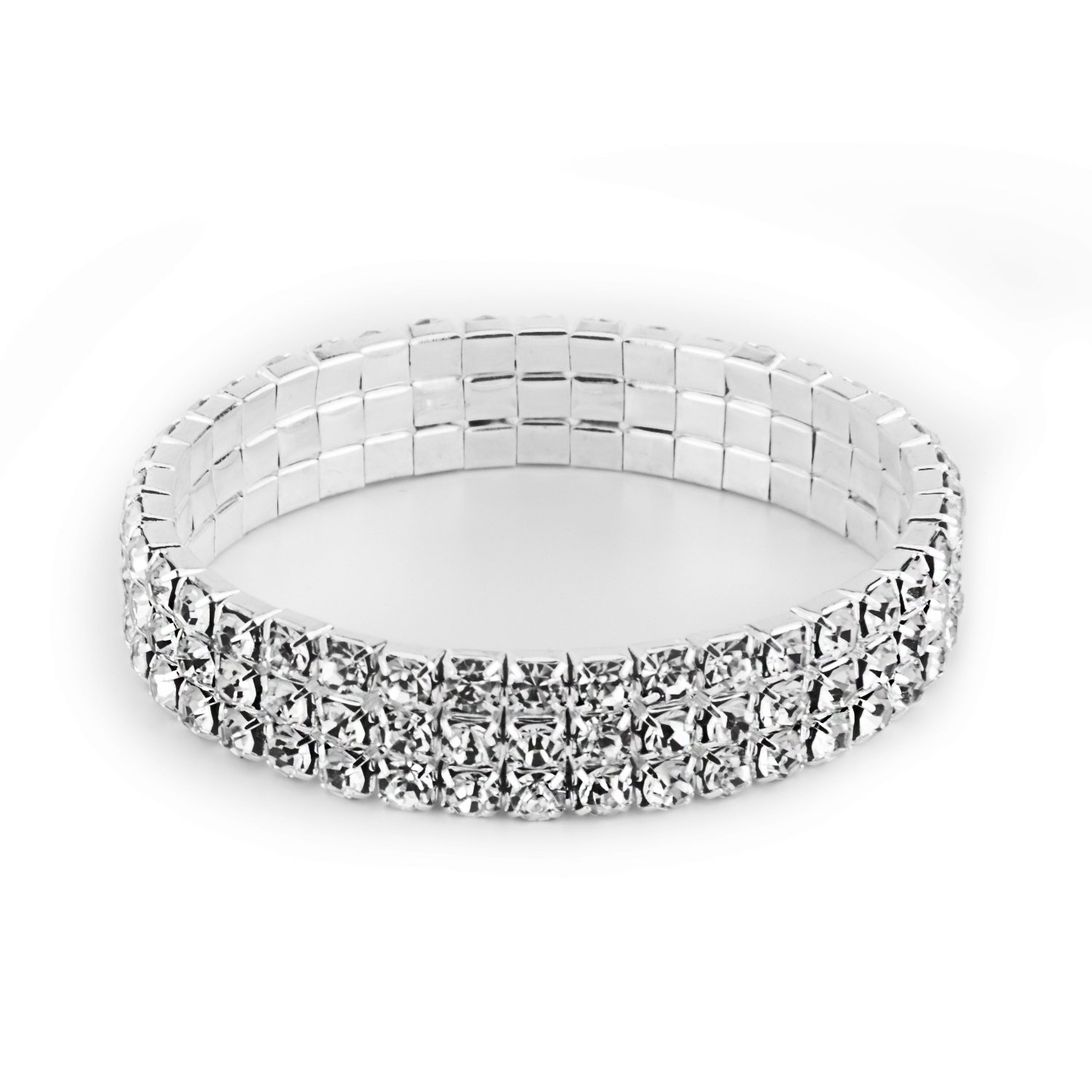 UHIBROS Bracelet for Women, Multicolor Crystal Zircon Bracelet Adjustable Fashion Braiding Bangle Twisted Mesh Bracelet (3 Row Sliver)