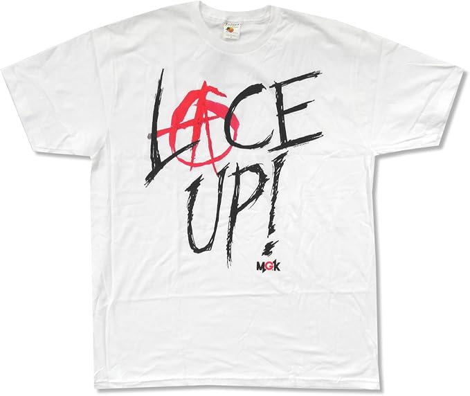 Machine Gun Kelly Red Circle Lace Up White T Shirt X Small