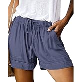 SZSMFZ Womens Elastic Waist Drawstring Shorts Beach Shorts Lightweight Athletic Shorts Comfy Short Pants with Pockets