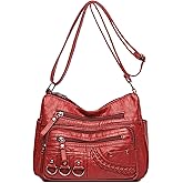 WITERY Crossboby Bag for Women - Soft PU Leather Multi-Pocket Shoulder Bag Handbag with Adjustable Strap