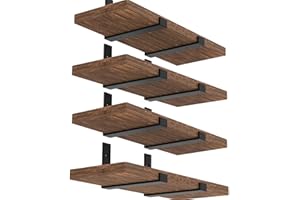 WEKIS Shelf Brackets 12 Inch, Strong Heavy Duty Floating Shelf Brackets Pack of 8, Industrial Metal Iron Matte Black Shelving Brackets 1/5 Inch Thick Brackets for Shelves 8 PCS