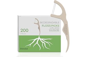 Floss Picks with Plant-Based Handle – 200 Count – Twin Floss Design – Adult Dental Floss Picks – Flossers