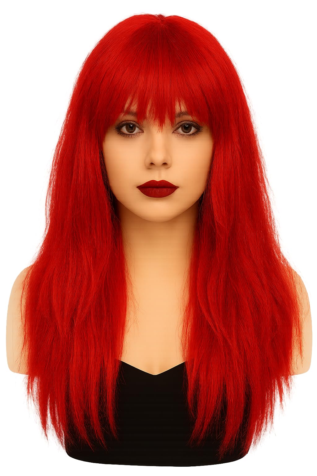 WOMEN'S LADIES LONG STRAIGHT WIG FANCY DRESS COSPLAY WIGS POP PARTY COSTUME (Red)