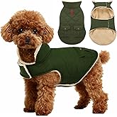 ASENKU Warm Dog Winter Coat, Waterproof Dog Coat for Cold Weather, Fleece Dogs Jacket with Ultra Thick Plush Lining Leash Hole Storage Pockets for Medium Large Dogs (Green, Large)