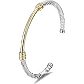 WISTIC Gold Bracelet Bangle for Women Silver Mixible Cable Wire Cuff Twisted Chunky Polished Bracelet For Men Stainless Steel Vintage Adult Jewelry