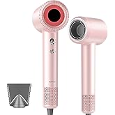 Hair Dryer, High-Speed Ionic Low Noise Blow Dryer with 160000 RPM Motor for Fast Drying, Thermo-Control Portable Hair Blow Dryer with Magnetic Nozzle for Home Travel Salon (P2306F Pink)