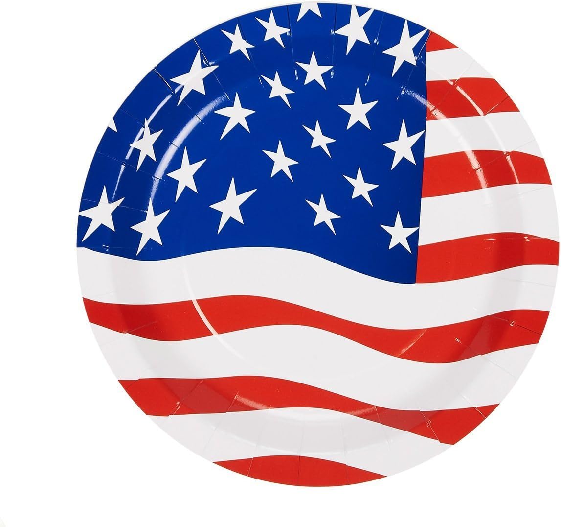 American Flag Party Bundle, Includes Paper Plates, Napkins, Cups and Cutlery (Serves 24, 144 Total Pieces): Toys & Games