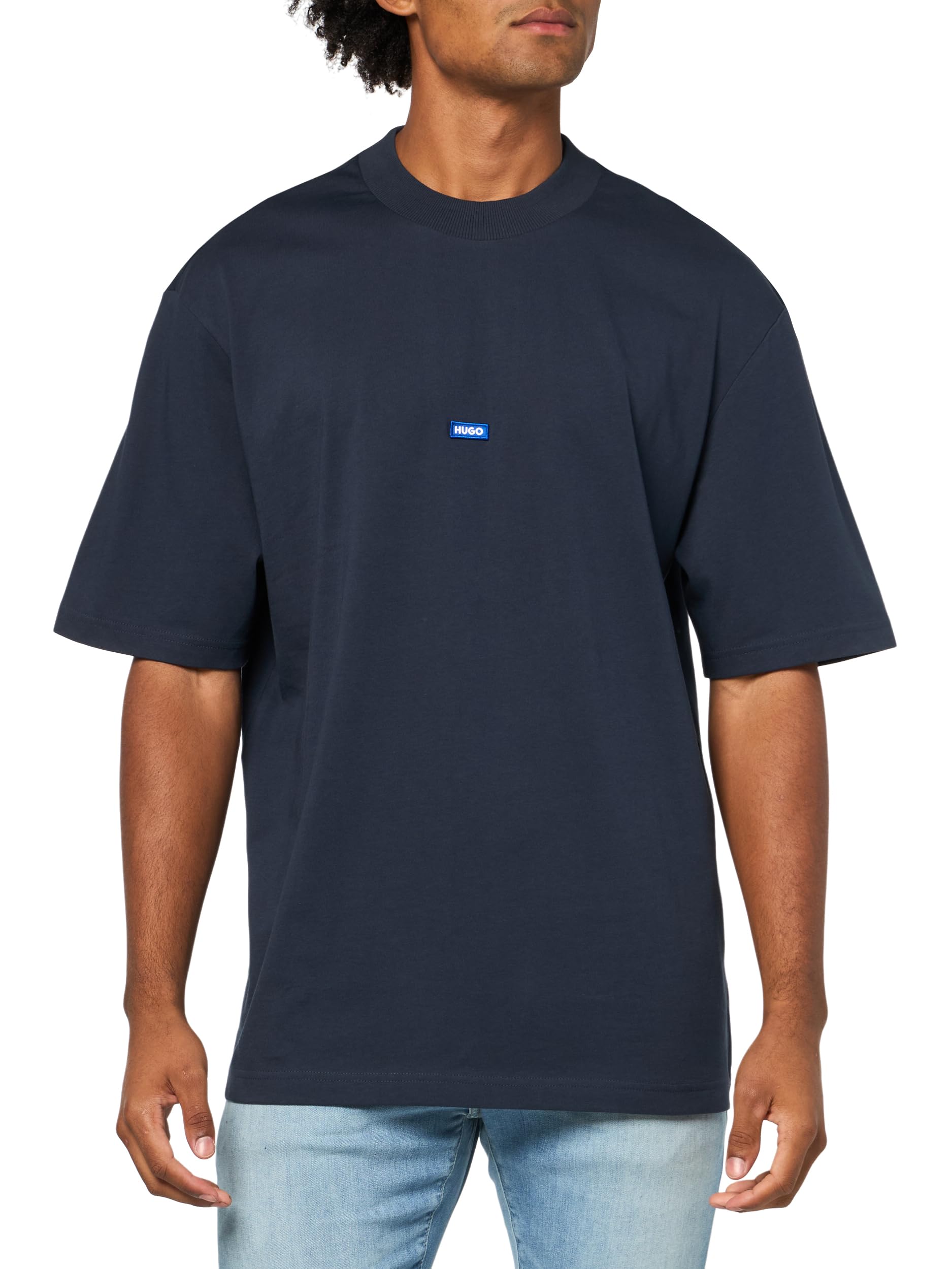 HUGO, Small Logo Block Cotton T-Shirt, Navy Shadow, XL