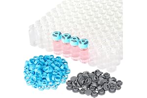 SZONEE 10ml Clear Glass Vials-2-1/2 Dram Clear Glass Headspace Vials with Self-Locking Caps and Rubber Stoppers, 100 Packs, 20mm Flat Bottom Lab Vial